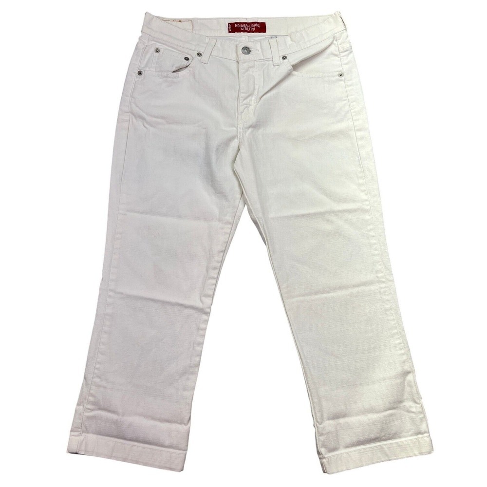VTG Levi's Nouveau Jeans White Denim Cropped Pants Casual Sz‎ 6 Mis Fits 30"